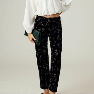 Anthropologie Pilcro The Wanderer Corduroy Pants Size 26 Navy Blue Floral